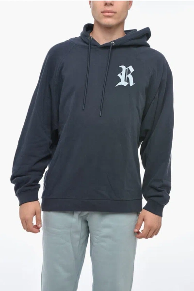 Raf Simons Embroidered Logo Hoodie In Blue