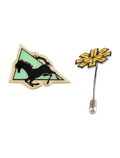Pre-owned Raf Simons Enamel Set Pin In Multi
