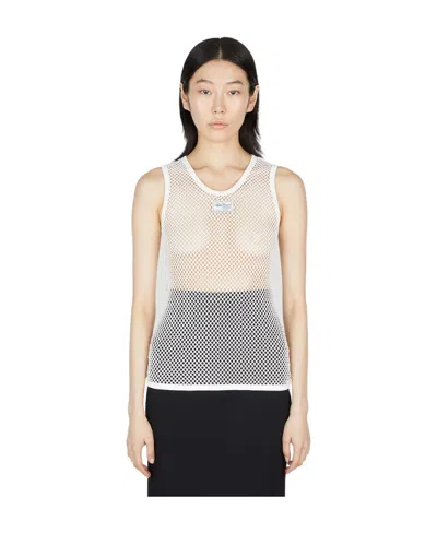 Raf Simons Fishnet-knit Round-neck Top In Nude