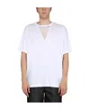 Raf Simons Iconic Logo T-shirt With Mesh Insert In White
