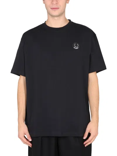 Raf Simons Fred Perry X  Oversized Logo T-shirt In Black