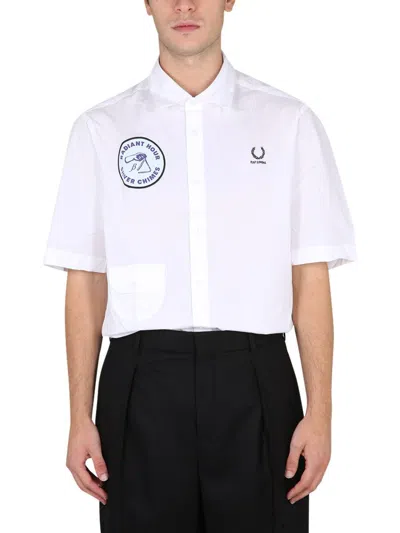 Raf Simons Fred Perry X  Shirt With Patch In White