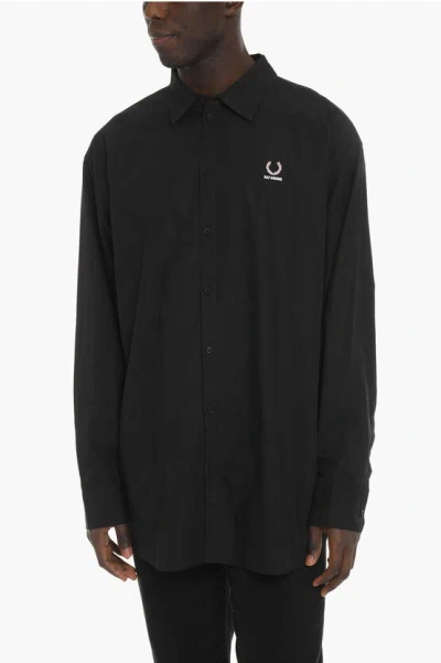 Raf Simons Fred Perry X Rs Standard Collar Nephology Cotton Shirt In Black