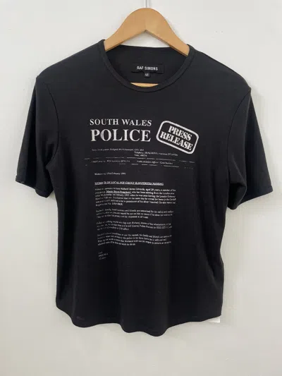 Pre-owned Raf Simons Fw01 “south Wales Police” Tee In Black