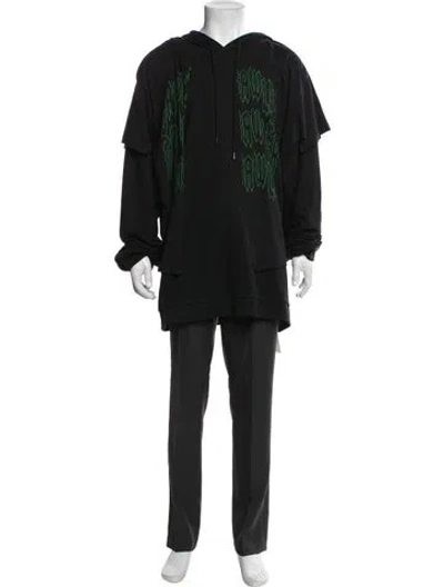Pre-owned Raf Simons Graphic Print Crew Neck Hoodie In Black