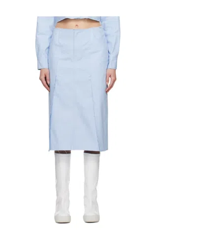Raf Simons High-waisted Denim Midi Skirt In Blue