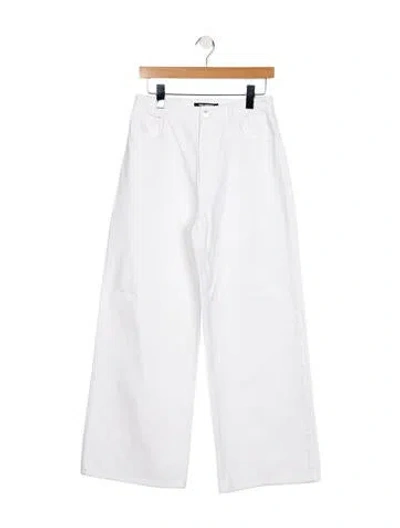 Pre-owned Raf Simons High-rise Wide Leg Jeans In White