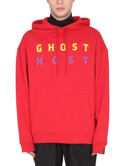 Raf Simons Hooded Cotton Sweatshirt In Red