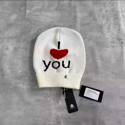 Pre-owned Raf Simons I Love U Knit Hat In White