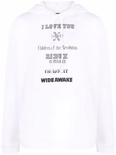 Raf Simons Graphic Print Hoodie With Drawstring In White