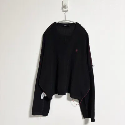 Pre-owned Raf Simons Inside-out Cropped Drop Shoulder Knit Sweater In Black