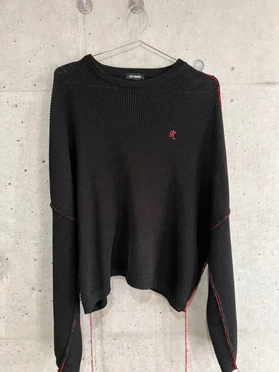 Pre-owned Raf Simons Inside-out Cropped Drop Shoulder Knit Sweater In Black