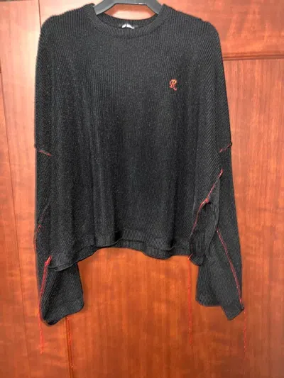 Pre-owned Raf Simons Inside-out Cropped Drop Shoulder Knit Sweater In Black