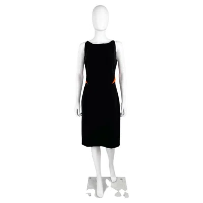 Pre-owned Raf Simons Jil Sander By  S/s 2011 Black Wool Sheath Dress With Orange Cut-out Pa