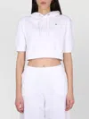 Raf Simons Cropped White Sweatshirt With Drawstring Hood