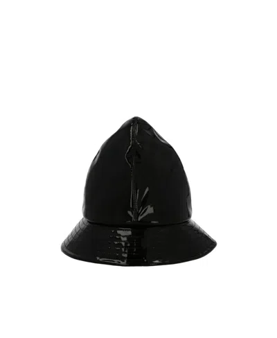 Raf Simons Patent Leather Fisherman's Hat In Black
