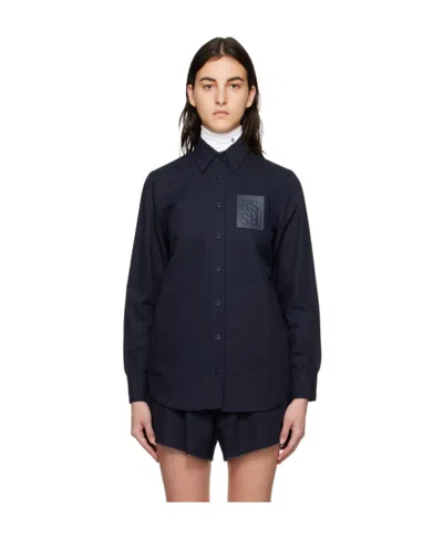 Raf Simons Lapel Long-sleeved Shirt In Black