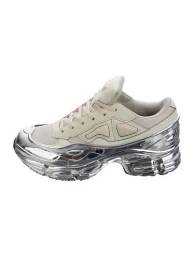 Pre-owned Raf Simons Leather Athletic Sneakers In Neutrals/silver