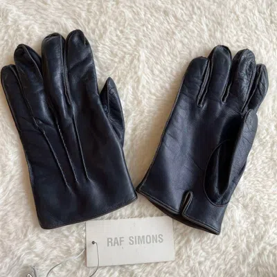 Pre-owned Raf Simons Leather Gloves In Navy