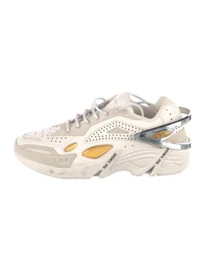 Pre-owned Raf Simons Leather Lasercut Accents Chunky Sneakers In White