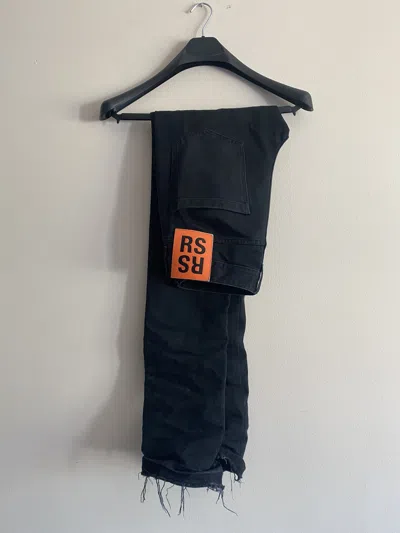 Pre-owned Raf Simons Leather Patch Denim In Black
