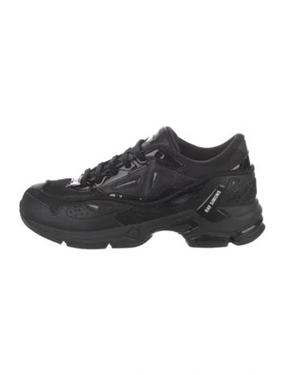 Pre-owned Raf Simons Leather Printed Athletic Sneakers In Black