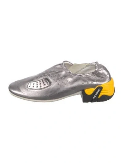 Pre-owned Raf Simons Leather Sneakers In Silver