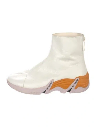 Pre-owned Raf Simons Leather Sneakers In White