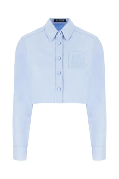 Raf Simons Cropped Cotton Piquet Shirt In Blue