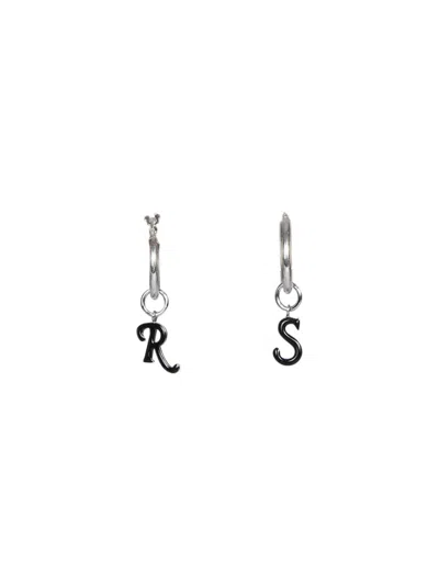 Raf Simons Logo Earrings In Black