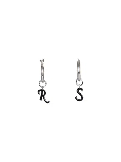Raf Simons Logo Pendant Earrings In Black