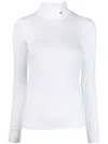 Raf Simons Stretch Jersey Knit Turtleneck Sweater In White