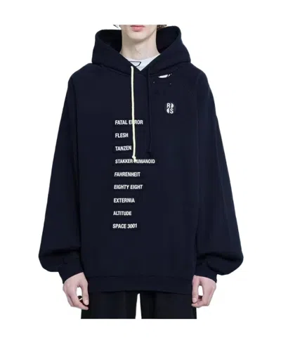 Raf Simons Logo Hooded Sweater In Black