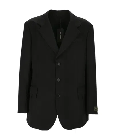 Raf Simons Logo Lapel Suit Jacket In Black