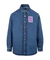 Raf Simons Logo Patch Buttoned Denim Shirt In Blue