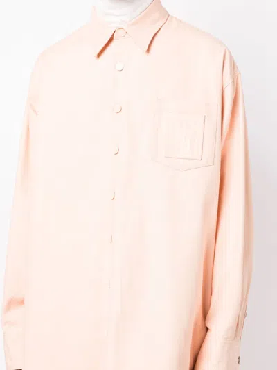Raf Simons Logo-patch Cotton Shirt In Pink