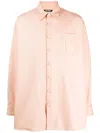 Raf Simons Logo-patch Cotton Shirt In Pink