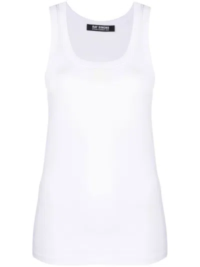 Raf Simons Logo-patch Cotton Tank Top In White