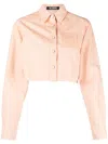 Raf Simons Cropped Cotton Piquet Shirt In Pink