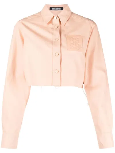 Raf Simons Logo-patch Cropped Jacket In Pink