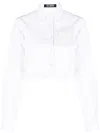 Raf Simons Logo-patch Cropped Shirt In Weiss