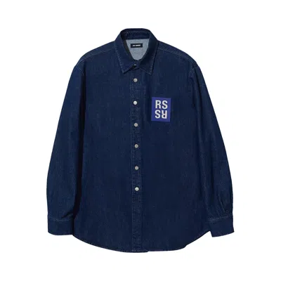 Pre-owned Raf Simons Logo Patch Denim Shirt 'blue'