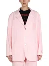 Raf Simons Logo Patch Notched Lapel Jacket For Women In Pink