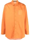 Raf Simons Logo-patch Long-sleeve Shirt In Orange