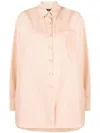 Raf Simons Piquet Shirt With Buttoned Cuffs And Pointed Collar In Pink