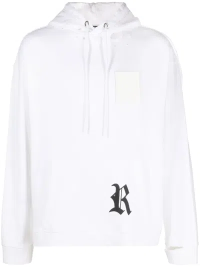 RAF SIMONS LOGO PATCH RIPPED HOODIE