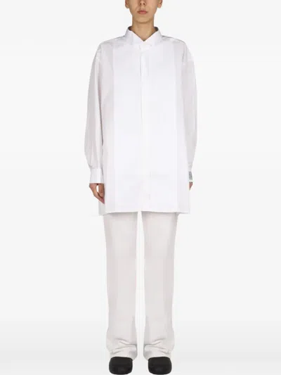 Raf Simons Logo Patch Shirt With Classic Collar For Women In White