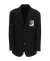Raf Simons Logo-patch Single-breasted Blazer In Black