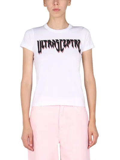 Raf Simons Logo Print Crew Neck T-shirt For Women In White