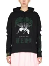 Raf Simons Graphic-print Detachable-sleeve Hoodie In Black